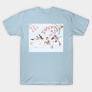 Koi carp with watercolour sakura sumi-e with a hint of blue T-Shirt